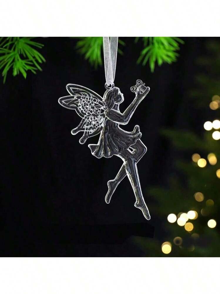 5pcs Acrylic Crystal Prism Pendant, 2D Hanging Decorative Pendant, For Wedding Decor, Balcony And Garden Shimmering Suncatchers, Acrylic Christmas Angel Ornaments, Christmas Angel Wing Pendant, Angel Gift Design Hanging Decor, Suitable For Christmas Tree, New Year, Birthday, Wedding, Christmas, Christmas Atmosphere Decor, Christmas Decoration (No Rope) - Multicolor - View 5
