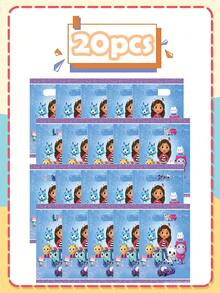 Gabby's Dollhouse 10/20/30 szt. torebek na prezenty z motywem domku dla lalek Gabby na przyjęcie urodzinowe, torebki z uchwytami, torebki z nadrukami kreskówkowymi, cukierki albo psikus, wstążki ozdobne do wymiany prezentów na świąteczne przyjęcia, Dzień Dziecka, Halloween, Święto Dziękczynienia, Boże Narodzenie, Nowy Rok, wesele, torebki do pakowania prezentów urodzinowych