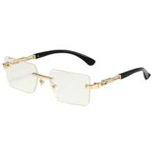 1副男士2025经典时尚无框奢华眼镜，休闲复古风格，适合拍照、驾驶、旅行、海滩、日常生活等场合。 - 金色 - 查看 15