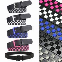 1 Piece Of Rivet Punk Belt, PU Leather Bullet Belt, Fashionable Clown Punk Style Bullet Belt, New Men's And Women's Personalized Decorative Belt. Suitable For Summer, School, Autumn, Christmas, Valentine's Day. Belt Size: Length With Buckle - Multicolor - View 3