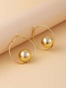 1 Pair Minimalist Geometric Round Stud Earrings, Fashionable & Elegant Earrings For Women