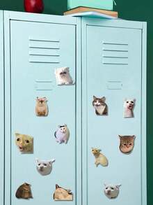 2/12/24pcs Kitchen Refrigerator Cat Magnet, Funny Expression Cat Locker Magnetic Magnet Magnet Joke Refrigerator Sticker Door Sticker Decorative Sticker Soft Animal Magnet Gifts Birthday Graduation - Multicolor - View 5