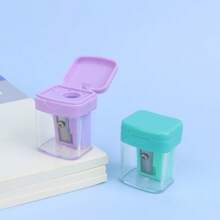 1pc Macaron Color Mini Portable Flip-Top Plastic Pencil Sharpener, Random Style