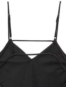 DEEKA New Sexy V-Neck Satin Backless Slip Dress, Elegant Party/Event Lingerie-Style Holiday Gown