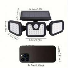 1 件/2 件 74 LED 太阳能户外花园灯，户外阳光照明灯具，带 3 个头，可进行全方位照明，夜灯，庭院、车库、房车露营、门廊、小路和花园的安全照明，适用于圣诞节、万圣节节日照明 - 三頭壁燈-連體 - 查看 8