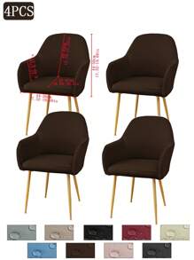 1件/2件/4件/6件装纯色牛奶丝新款弧形薄款座椅套，经典简约设计，防水（非100%防水），防尘，适用于客厅、餐厅、书房等场所，100%涤纶薄款弧形椅套，房间装饰 - 彩色 - 查看 45