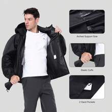 CAMEL CROWN Men's Waterproof Raincoat; Lightweight Windproof Hooded Raincoat, Suitable For Cycling, Hiking, Running, Golf And Other Outdoor Activities. - Phantom Black - View 5