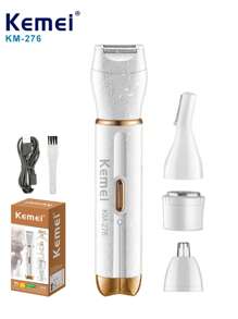 Kemei Kemei KM-276 Rechargeable 3-In-1 Electric Shaver For Women - Painless Hair Trimmer For Face, Nose, Eyebrows, Beard, Beard, Arms, Legs, Arms, Arms, Arms And Bikini - Portable Shaver Set Rechargeable Beauty Kit Holiday Gift