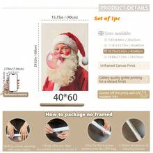 1pc, Canvas Wall Art, Christmas Framed Wall Decor, Fashionable Pink Santa Claus Blowing Giant Pink Bubblegum, Playful Girlish Home Accent, Festive Seasonal Decoration, Adds Joy To The Holidays, Christmas Decor, Christmas Poster, Winter Decor, Christmas Bathroom Accent, Christmas Home Decor, Room Accent, Dormitory Decor, Bedroom Accent, Living Room Decor, Office Decor, Dining Room Accent