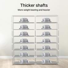 Senmeo Double Row 7 Layer Shoe Cabinet With Dust Cover, Non-Woven Space-Saving Shoe Rack With Large Capacity, Easy To Assemble, Portable Shoe Cabinet, Suitable For Various Scenes Such As Entrance, Storage Rack, Home And Dormitory Storage - màu đen - Xem 4