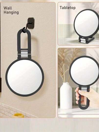 1pc 2/5/10/15X Magnifying Mirror With 1X Normal View, Double-Sided Handheld & Standing,Magnifying Handheld Mirror Double Sided,Magnification Hand Mirror,Travel-Friendly Folding Handle,360-Degree Adjustable Rotation, Portable For Makeup & Vanity Us