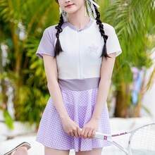 中国風の新しい女の子学生ワンピーススカート水着カジュアルかわいい日焼け止めクール水着 - ピンク - チェックする 3