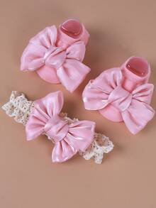 3 قطع/مجموعة من جوارب الأطفال وطقم الشريط للرأس، إكسسوارات غطاء الرأس للأطفال الرضع بطراز كوري كرتوني