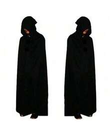 CAPE, HALLOWEEN, BLACK CLOAK, UNISEX, COSPLAY, ANIME, - 黑色 - 查看 5
