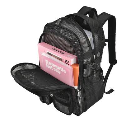 Mesh Backpack 36L Large Heavy Duty Casual Daypack For School And Outdoor Activities With Inner Laptop Compartment, Durable Polyester Material
