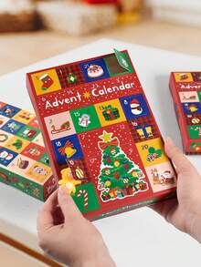 5 piezas Caja de regalo de Navidad, Calendario de Adviento de 24 días, Diseño creativo de 12 y 24 cuadrículas, Caja de embalaje de regalo para crear ambiente navideño, Experiencia interactiva de desempaquetar, Caja de regalo de Nochebuena, Adecuado para decoración de fiesta de Navidad y escenarios de entrega de regalos