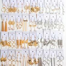 12 对/包时尚优雅的波西米亚风格彩色几何木质耳钉，男女皆宜，随机设计，适合日常佩戴、派对、珠宝礼物 - 12對彩色木頭耳鉤混 - 查看 17