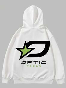 Hooded Sweatshirt Black Optic Texas Logo Print For Gaming Enthusiasts - White - View 6