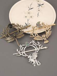 1pc Dragonfly, Owl, Bohemian Totem Vintage Zinc Alloy Hair Clip, All Seasons, Bun Extension, Hair Bun Maker, Bun Hair Piece, Hair Styling Pins, Pins For Hair, Bobby Pins, Hair Accessories, Head Accessories - Multicolor - View 10