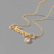 1pc Customized 18K Gold Plated Stainless Steel Necklace With Laser Cut Heart Letter Pendant, Rhinestone Decor, Minimalist Design, Suitable For Women & Men, Summer Accessory, Birthday/Valentine's Day Gift