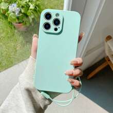 1个纯色硅胶质感液态手机壳，带挂绳，兼容三星、 11/12/13/14/15/16 Pro Max、三星S22/23/24/S25+ UA04/A05/A14/A15/A24/A25/A34/A54 SA56/A36/A26，防水防震防摔防刮，国际版，非国内版 - 青碧色 - 查看 4