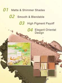CATKIN 9-Color Eyeshadow Palette, Matte & Shimmer Eyeshadows, High Pigmentation Makeup Palette, Neutral Shades, C16 Deer In The Forest - C16 Deer In Forest - View 5