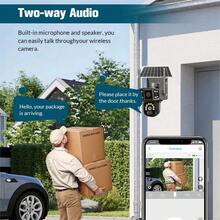 4K/8MP Solar Powered Security Camera, 2.4GHz Wireless Wi-Fi Version, 360° Panoramic Outdoor View, PIR Motion Detection, Rechargeable Battery, Dual Lenses With Color Night Vision, Two-Way Audio, Anti-Theft And Peeping Protection, Home Use(1 PCS) - Black - View 6