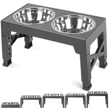 Elevated Dog Bowls With 2 Stainless Steel Dog Food Bowls, Raised Dog Bowl Adjusts To 5 Heights (3.15", 8.66", 9.84",11.02", 12.2") For Small Medium And Large Dogs