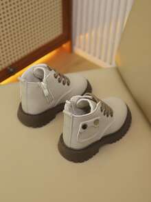 1 Paar Kinderstiefel, Unisex, Herbst-/Winterstil, neues Schnür- und Reißverschlussdesign, modisch und elegant, leicht und bequem, geeignet für Outdoor-Wanderungen. Stiefel - Beige - Übersicht 2