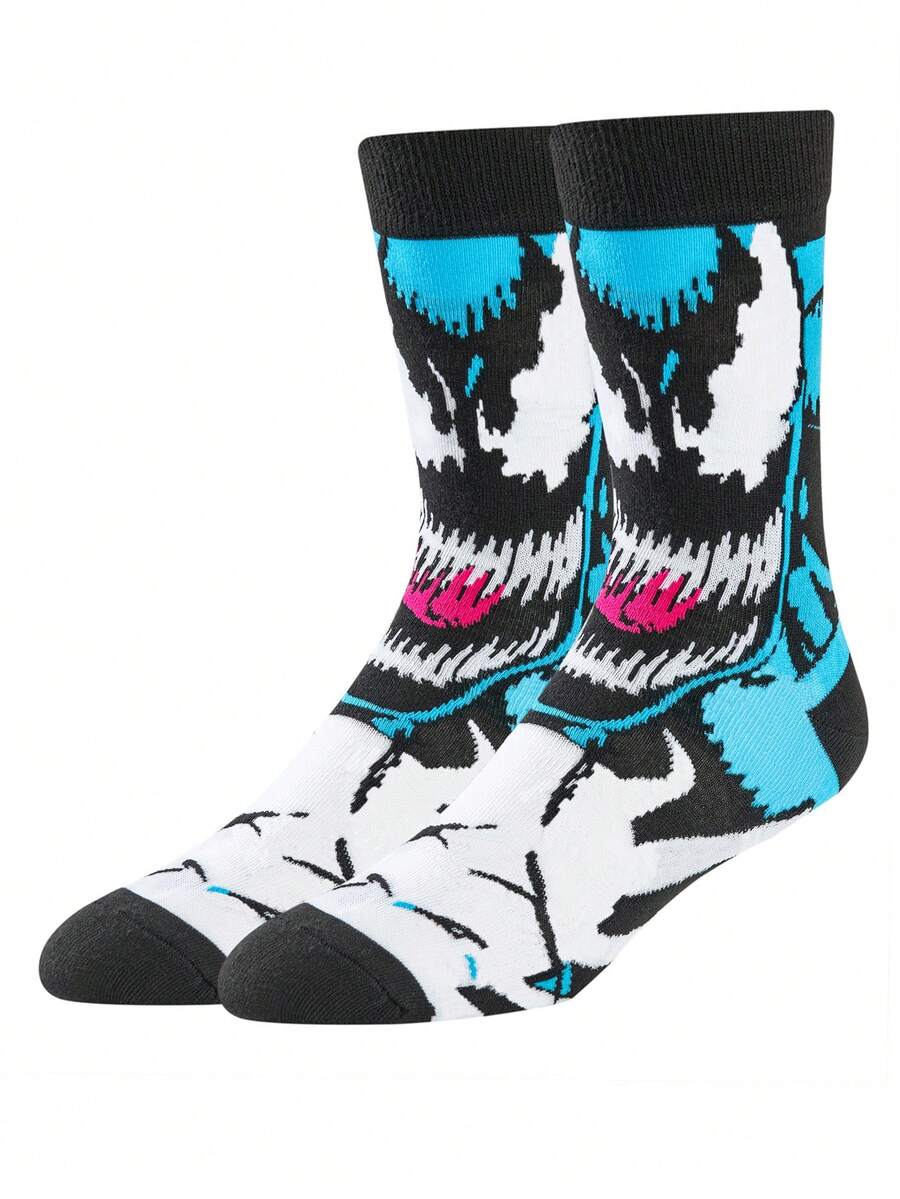 Disney 1 Pair Halloween Venom Superhero New Year Gift Socks, Cartoon Christmas New Year Character Hero Socks For Men, Creative And Interesting Socks - Multicolor - View 1