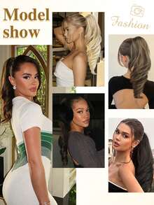 马尾辫接发，18 英寸波浪爪夹接发，适合女性，轻盈蓬松的合成纤维马尾辫假发，自然柔软，易于佩戴 - 彩色 - 查看 8