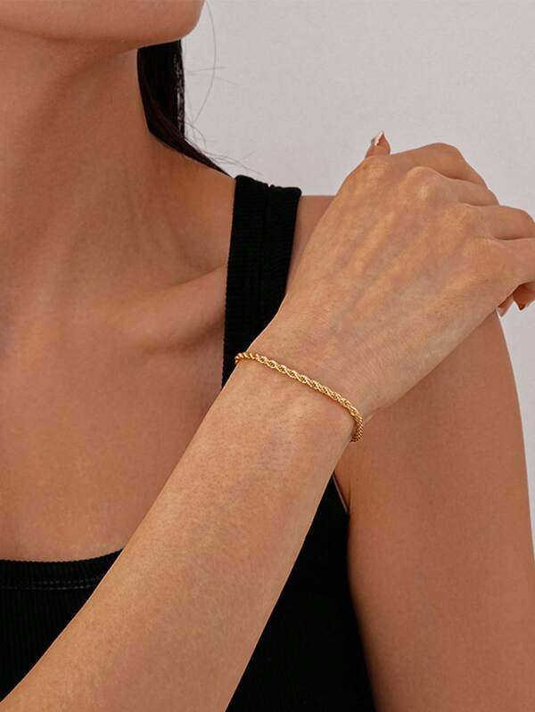 Twists Chain Stainless Steel Wide 2mm,3mm For Men Women Unisex Simple Charm Bracelet,Adjustable Gold Silver Color,Rock Punk Cool Jewelry Gift