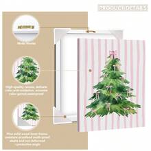 1 buc. Artă de perete de Crăciun, Brad de Crăciun verde vintage cu fundal roz, Decorațiuni de Crăciun roz distractive, Artă festivă, Descărcați acum Potrivit pentru camere de copii, creșe, dormitoare de petrecere pentru băieți și fete, decorațiuni pentru sălile de clasă de grădiniță, Impermeabil. Tapet decorativ pentru tăblia de pat, Decorațiuni de petrecere, Cadouri