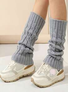 زوج من جوارب الساق الكابلية المحبوكة للنساء للخريف/الشتاء، جوارب دافئة محبوكة بسيطة للخروجات اليومية، جوارب ساق متوسطة الطول للأزياء في عيد الهالوين، Y2k