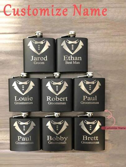 Personalized Custom Name Flask Groom Personalized Flask For Men To Be Wedding Engagement Bachelor Party Bach Weekend Groomsman Best Man Proposal Gift Exquisite, Vintage Custom, Personalized, Unique Ideal Gifts For Her Boyfriend, Girlfriend, Dad, Mom, Family, Friends, Son, Daughter Home, Living Room