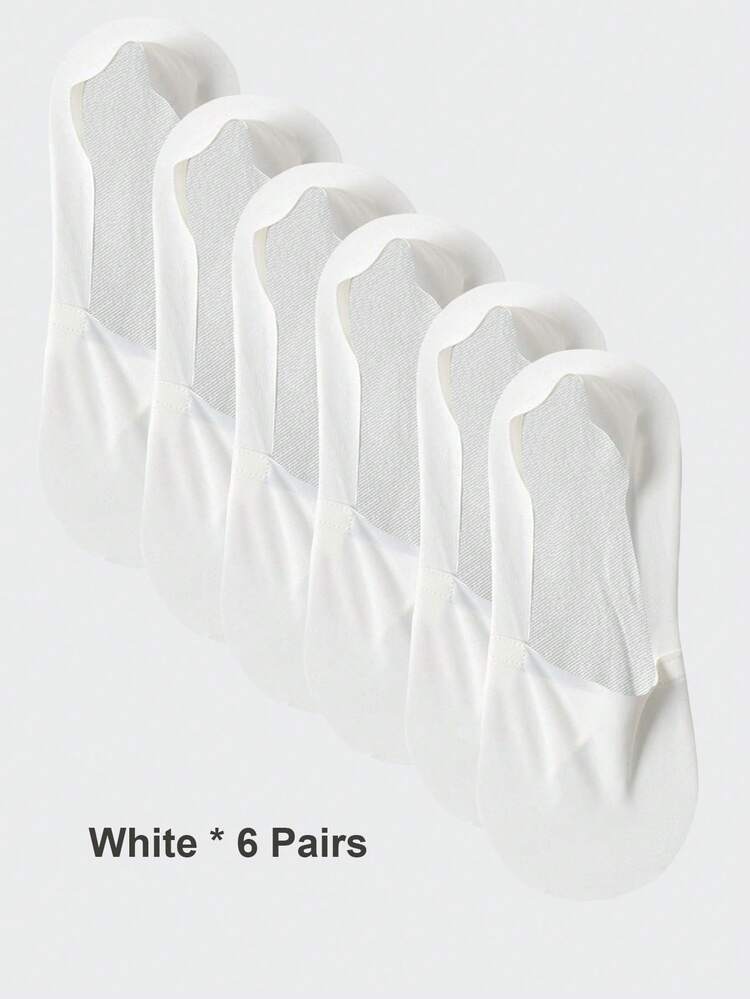 1/3/6 Pairs Men's Solid Bottom Breathable Solf Nylon Upper Low Cut Invisilbe No Show Socks With Non-Slip Gel At Heel, Suitable For Sports Or Daily Use - Multicolor - View 30