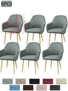 1件/2件/4件/6件装纯色牛奶丝新款弧形薄款座椅套，经典简约设计，防水（非100%防水），防尘，适用于客厅、餐厅、书房等场所，100%涤纶薄款弧形椅套，房间装饰 - 彩色 - 查看 30