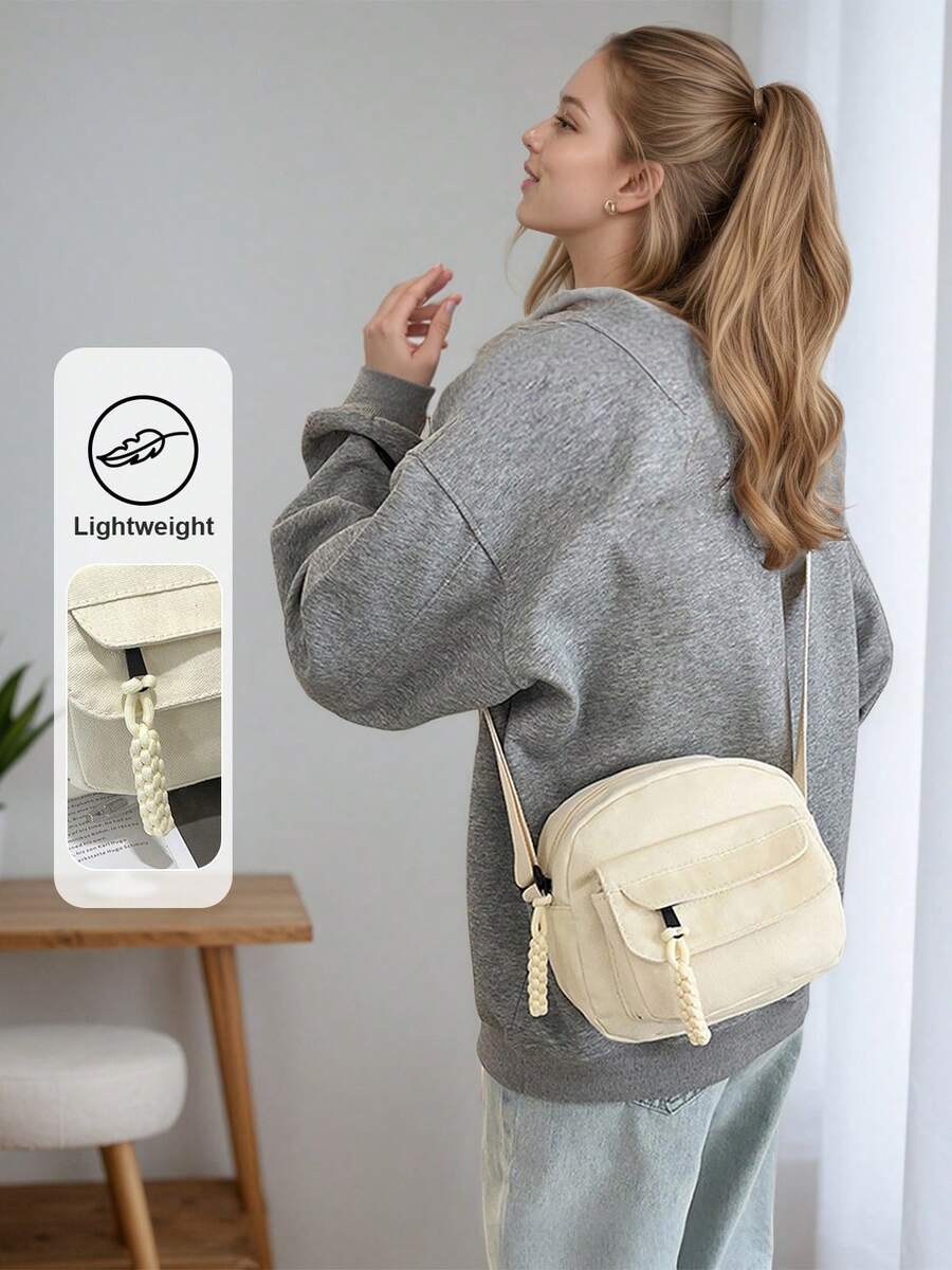 Women's Small Crossbody Bag Cute Canvas Shoulder Purse With Multi Pockets And Adjustable Strap For Daily Essentials - 米色 - 查看 1