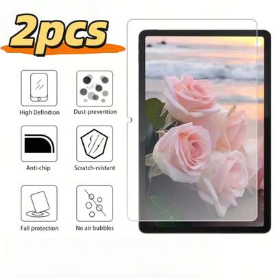 2片钢化玻璃屏幕保护膜，适用于Tab P11/Tab M8/P12/M7/M9/M10/M11/Yogo Tab 11/K10/Pad 2/Tab M10 Plus平板电脑，易于安装，高清透明，无气泡，防刮花。