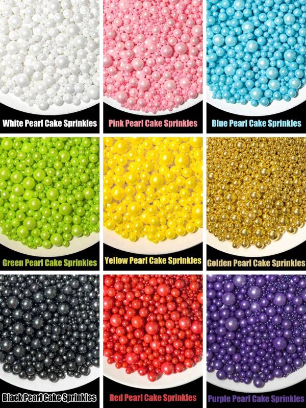 3盎司/85克珍珠糖粒，用于蛋糕装饰，DIY蛋糕装饰，蛋糕、纸杯蛋糕、马卡龙、冰淇淋和饼干装饰的糖粒混合物，婚礼、派对、情人节、圣诞节用品，不可食用