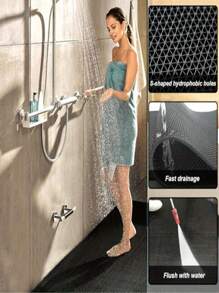 1pc Hollow Design, Outdoor Commercial Bathroom Anti-Slip Mat, Thickened Entrance Kitchen Floor Mat, Bathroom Shower Room Toilet Non-Slip Pad - Black - View 5