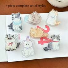 2/4/7件可爱卡通猫咪便签夹，优质双面亚克力/PP猫咪便签夹，适用于整理文件、相册、零食袋、墙面装饰和试卷 - 彩色 - 查看 15