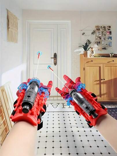 1 set Guantes lanzador de telaraña interactivo y duradero de ABS - Juguete de superhéroe rojo y azul | Para jóvenes y adultos, perfecto para regalos de Halloween y Navidad, juego de fiesta, juguetes para niños | Juguetes novedosos y divertidos | Adecuado para artículos de fiesta