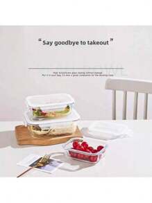 Thick Glass Food Storage Container, Large Capacity Lunch Box, Airtight Meal Prep Container, Microwave & Dishwasher , Suitable For Work And School - Multicolor - View 11