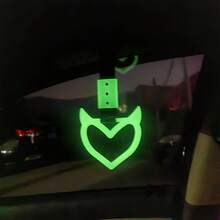 1Pc Rings Heart Shaped Car Handle Straps Drift Charm Rear Bumper Warning Ring Decor Subway Bus Broken Heart Handle For Car Interior