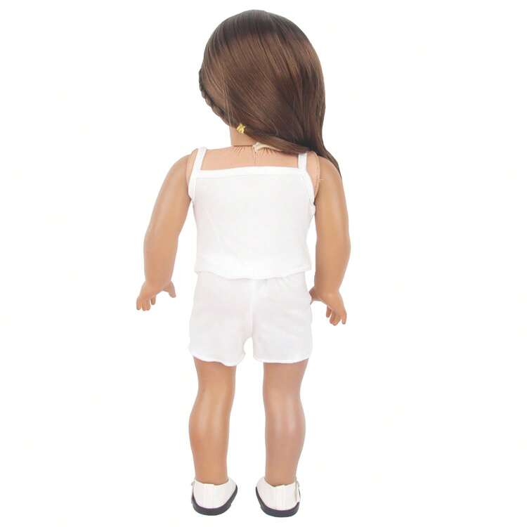 18-Inch American Girl Doll Pajama Set. Includes Camisole T-Shirt + Shorts + Shoes Outfit. Sleepwear Set, Suitable For 18-Inch American Girl Dolls And 43cm Newborn Baby Dolls. - Multicolor - View 6