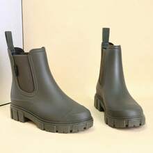 DangDing Damen Mode vielseitige Lässig elastische strukturierte Sohle Plateau Militärstiefel, Chelsea Stiefel, Knöchel Stiefel, wasserdichte Regenstiefel geeignet für Outdoor, Garten, Wandern, Arbeit