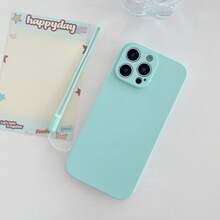 1个纯色硅胶质感液态手机壳，带挂绳，兼容三星、 11/12/13/14/15/16 Pro Max、三星S22/23/24/S25+ UA04/A05/A14/A15/A24/A25/A34/A54 SA56/A36/A26，防水防震防摔防刮，国际版，非国内版 - 青碧色 - 查看 2