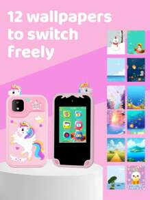 儿童电话,适合女孩和男孩的玩具,儿童智能手机玩具生日礼物,适合 2、3、5、7、8、10 岁幼儿,益智学习玩具,配备 2.8 英寸触摸屏、音乐播放器、相机、游戏、睡前故事播放、9600W 双摄像头、有趣的涂鸦和音乐游戏 - 彩色 - 查看 6