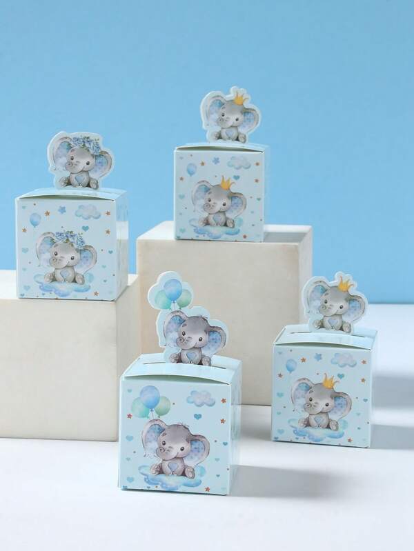 24pcs Blue Elephant Theme Baby Shower Party Favor Boxes/Candy Boxes, Cute Blue Elephant Pattern Gender Reveal Party Gift Boxes, Baby Shower Party Favors Packaging, Gender Reveal Party Table Decor Candy Boxes, 1st Birthday Gift Boxes, Baby Shower Party Gifts, Baby Shower Decorations, Gender Reveal Party Table Centerpieces, Gender Reveal Party Decorations, Birthday Party Photo Props